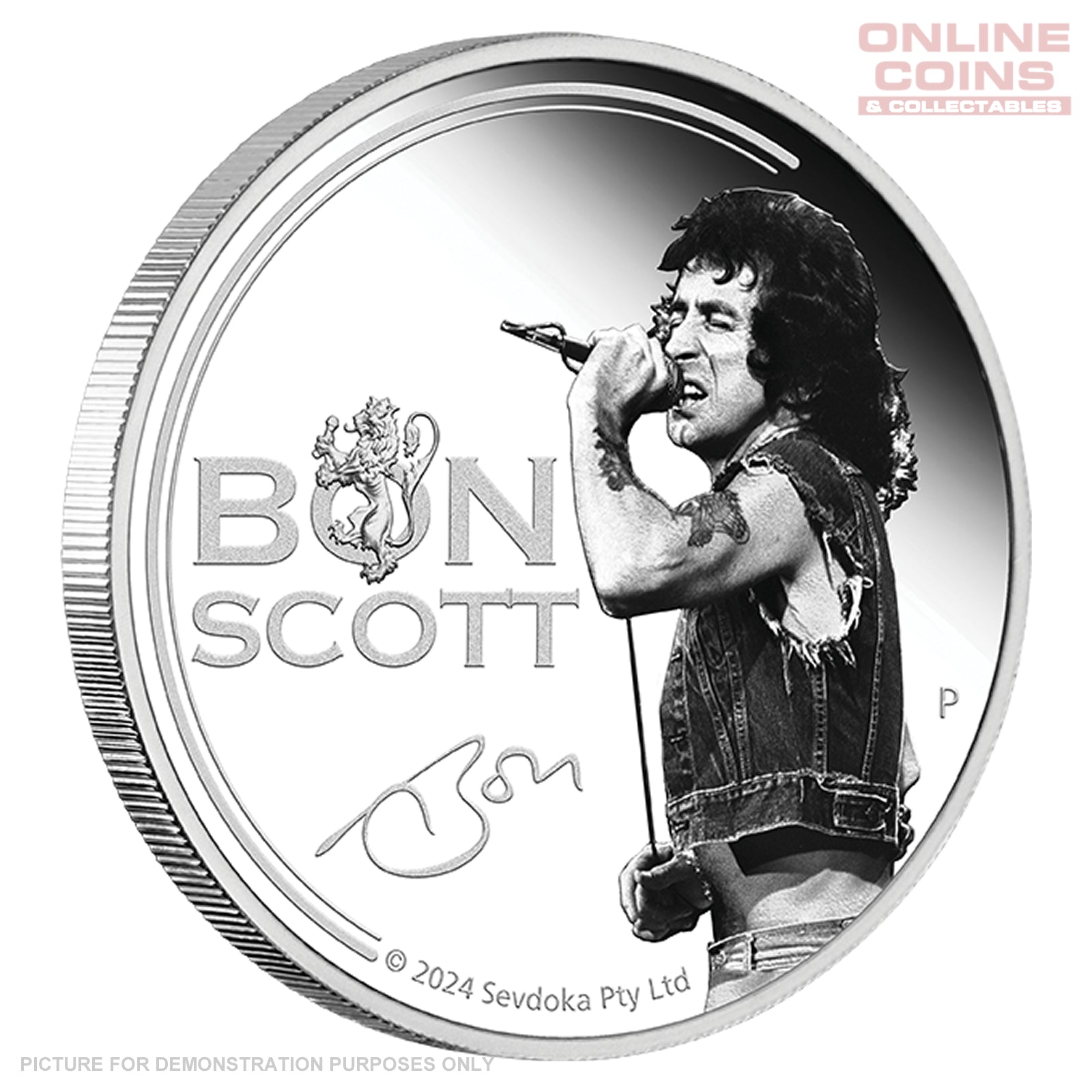 2024 Perth Mint 1oz Silver Proof Coloured Coin - Bon Scott